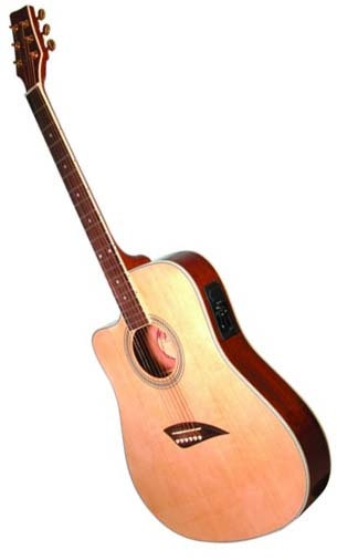 Kona KA400N Artist Series Thin Body Acoustic/Electric Guitar With Solid  Spruce Top In Natural Finish 